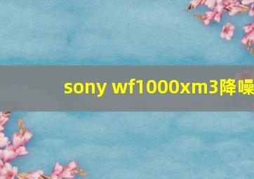 sony wf1000xm3降噪